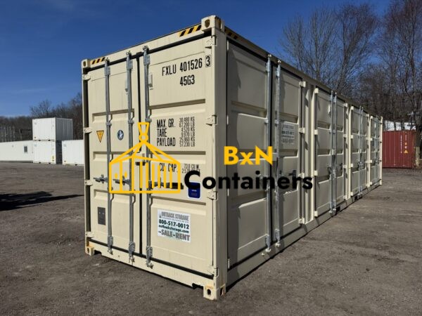 40′ x 8′ x 9.5′ Tall –-New *High Cube**FOUR Side Doors** Shipping/Storage Container – Wind and Watertight – BEIGE